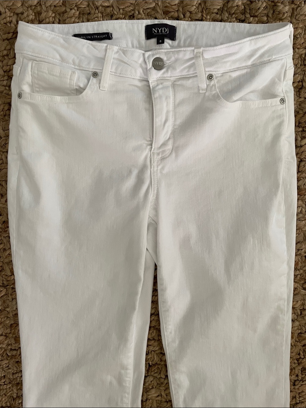 NYDJ Marilyn Straight Jeans Size 8 White Lift Tuck Stretch Denim - Picture 6 of 14
